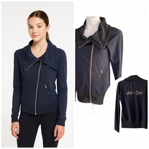 Jo +Jax Dance-wear Moto Style Jacket Adult Size Small (2-4) Black/White Letters